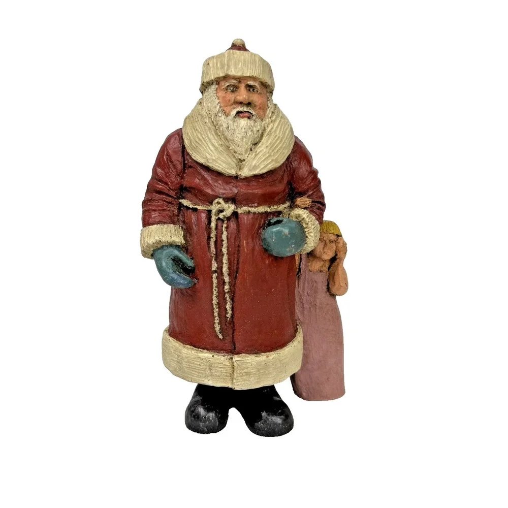 Vintage 1988 D. De La Ronde Folk Art Christmas Santa Claus‎ And Girl Signed